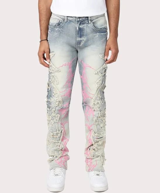 Grindhouse Men's Slim Fit Thorn Frayed Denim Jeans