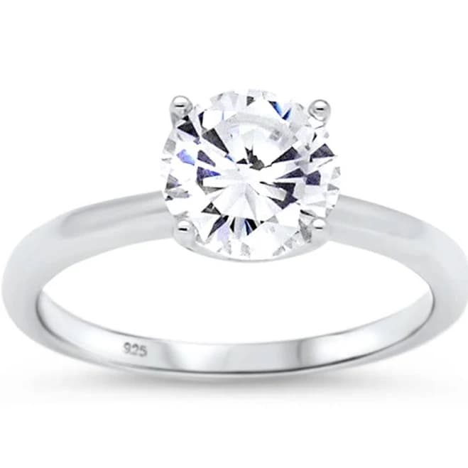 Sonara Jewelry .925 Sterling Silver Round Engagement Solitaire Ring