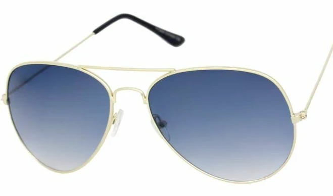 Aviator Sunglasses With Gradient Navy Blue Lens Silver , Black Or Gold