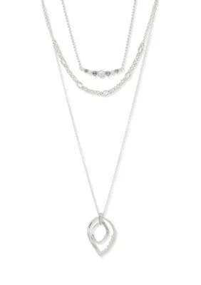 Nine West Pearl Crystal Multi Row Necklace