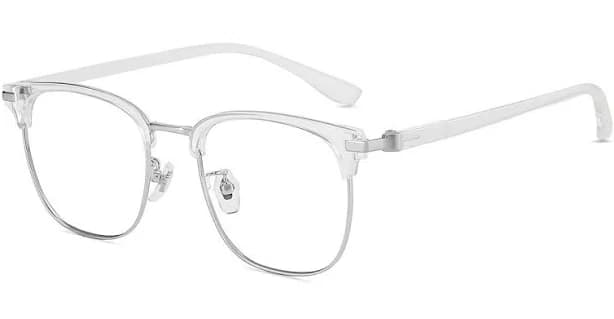 Firmoo Silver Clear Prescription Glasses Metal Frame MT06136