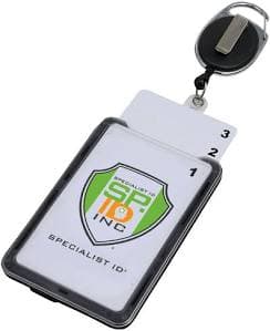 Specialist ID Hard Plastic 3 Card Badge Holder with Retractable Reel