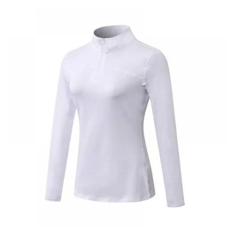 Womens Long Sleeve Workout Tops Quick Dry Quarter Zip Pullover Crop Yoga Athletic Slim Fit Shirts