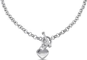 Miadora Sterling Silver Heart Toggle Necklace