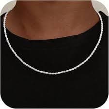 Men 925 Sterling Silver 5mm Twist Rope Chain Necklace 24k Real Gold Plated Women Diamond Cut Clasp Rope Box Chain 18 " 20 "22" 24 "26" 28 "30"Chocker Jewelry Gifts (Silver, 22 inch) | Amazon.com