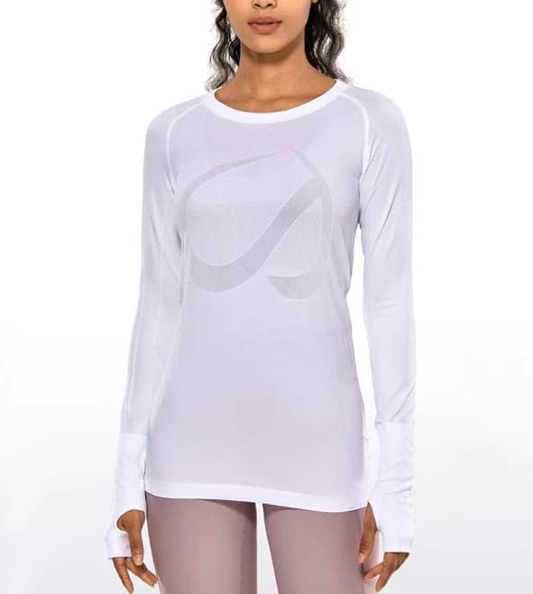 CRZ YOGA Women's Train Slim Fit Shirts Speedy Seamless Long Sleeves