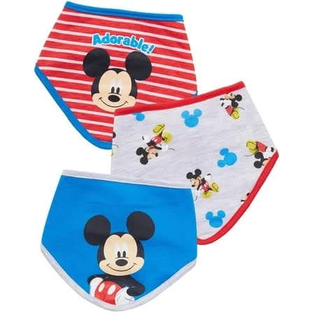 Disney Baby Unisex Mickey Mouse Bandana Bib 3-Pack