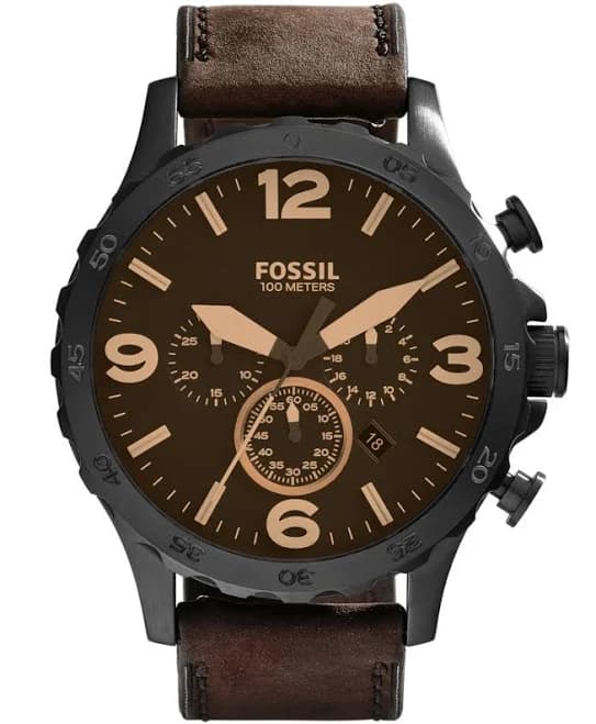Fossil Men's Nate Chronograph Leather Watch JR1487