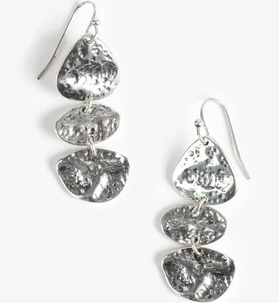 maurices Women's Hammered Silver Triple Drop Earrings