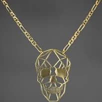 Brass Geometric Skull on Figaro Chain Necklace — KBD Studio