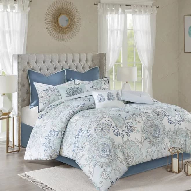 Madison Park Isla 8 Piece Cotton Floral Printed Reversible Comforter Set