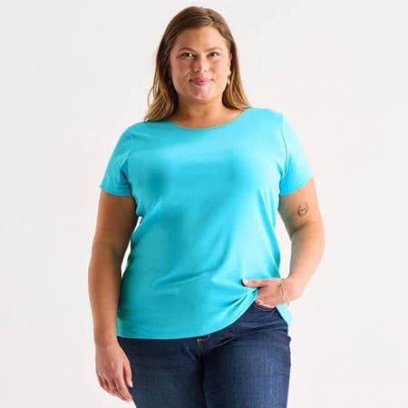 St. John's Bay Women's Plus Crew Neck Short Sleeve T-Shirt