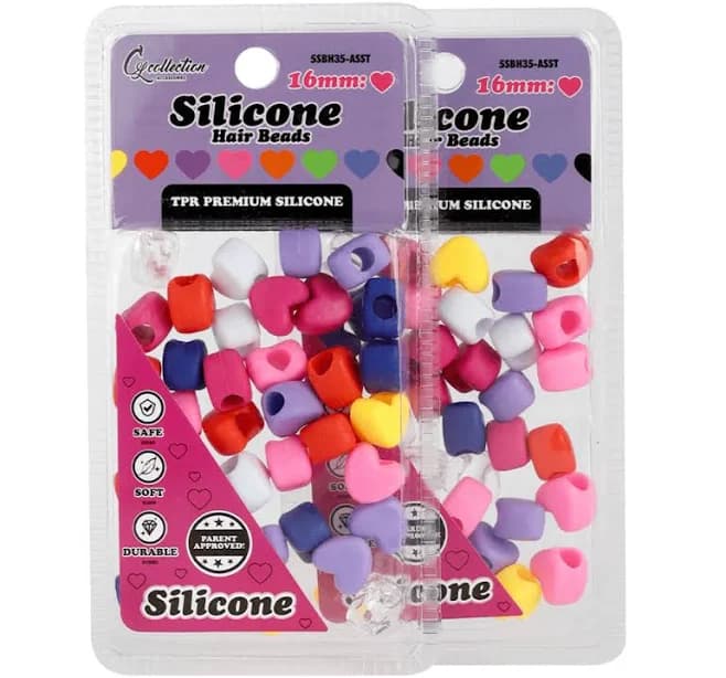 Silicone Heart Hair Beads