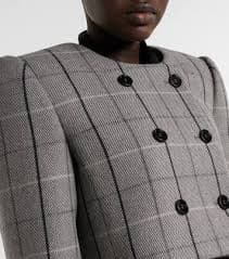 Checked cropped wool jacket in grey - Chloe | Mytheresa