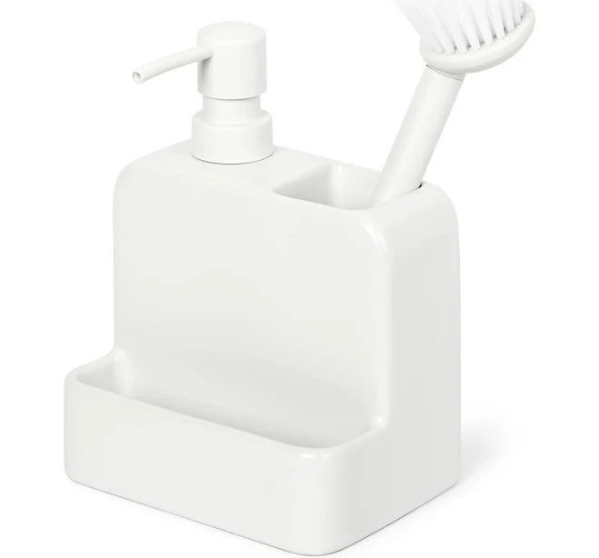 Mainstays Ceramic Liquid Soap Dispenser with Pump and Brush Holder