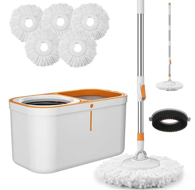 Spin Mop Bucket with Wringer System Extended Mop Handle