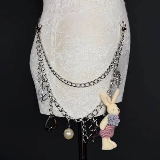 Custom Silver Metal Jeans Chain with Charms