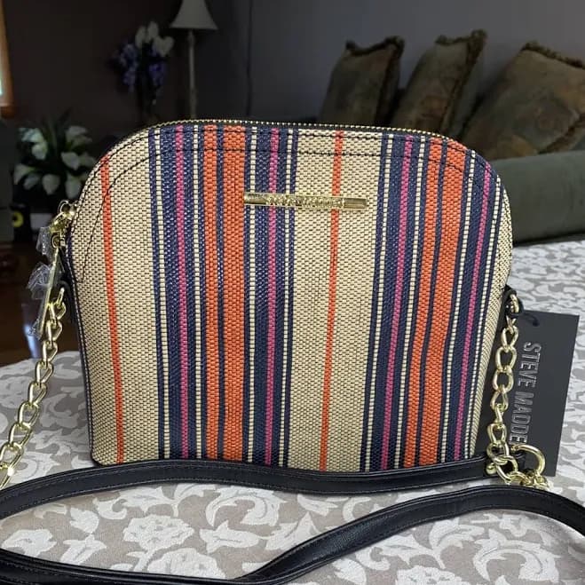 Handbag Bmaggie Multicolored Stripe Print Xbdy Gold -tone Hardware by Steve Madden