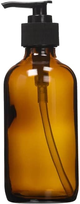 Naramax 8 oz Amber Glass Lotion / Soap Dispenser with Black Pump