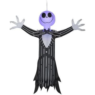Gemmy 4 ft Airblown Blowup Inflatable Hanging Jack Skellington with Blinking Lights