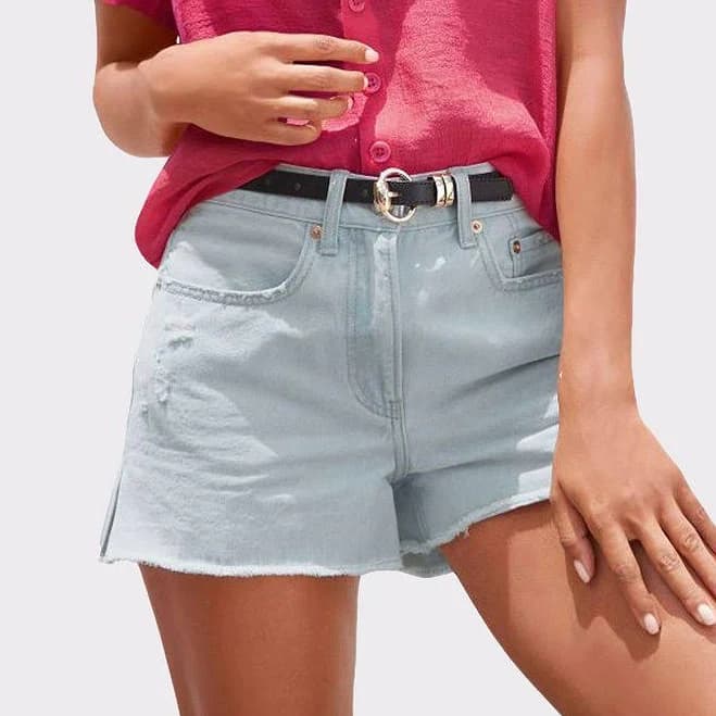 Lascana Women's Mid Rise Frayed Hem Shorts