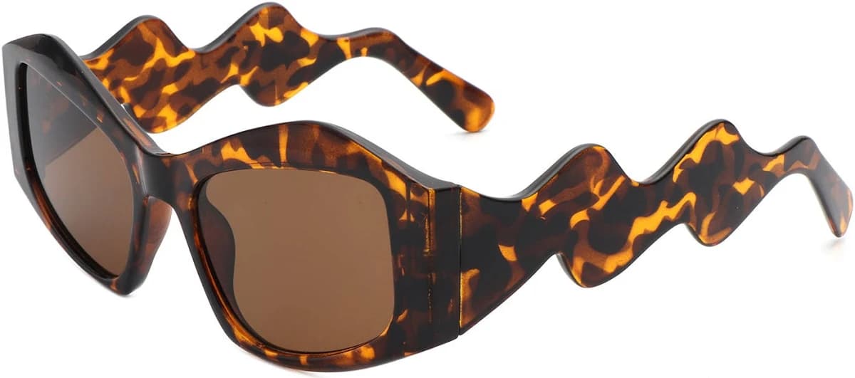 Shimmerz Oversized Square Irregular Wavy Sunglasses