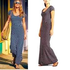Athleta | Dresses | Athleta Makai Maxi Dress In Navy And White With Cap Sleeves Size S | Poshmark