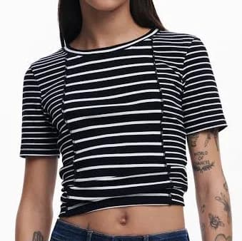 Desigual Women's Striped Rib Knit T-Shirt