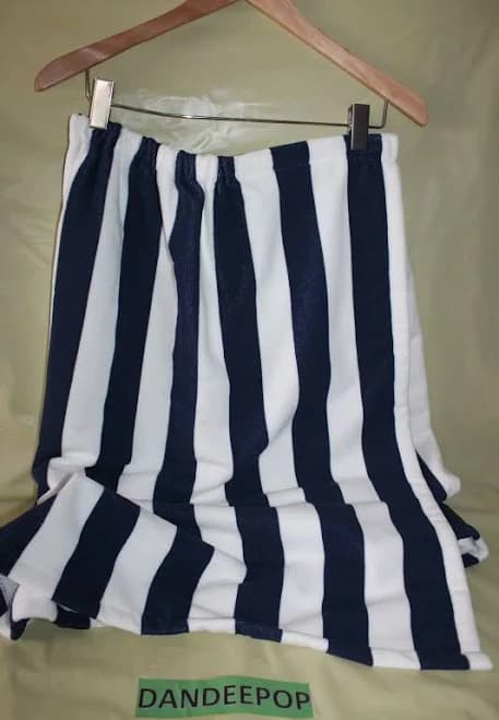 Saks Fifth Ave Blue And White Striped Towel Bath Shower Wrap 27 X 15