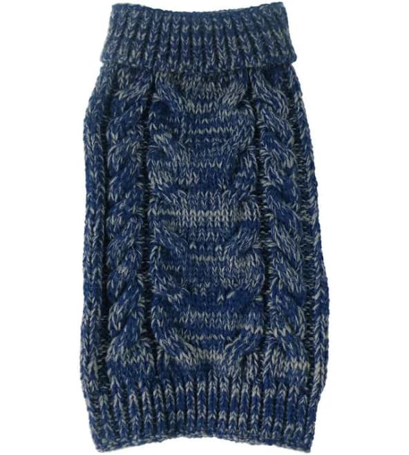 Pet Life Classic True Blue Heavy Cable Knitted Ribbed Fashion Dog Sweater