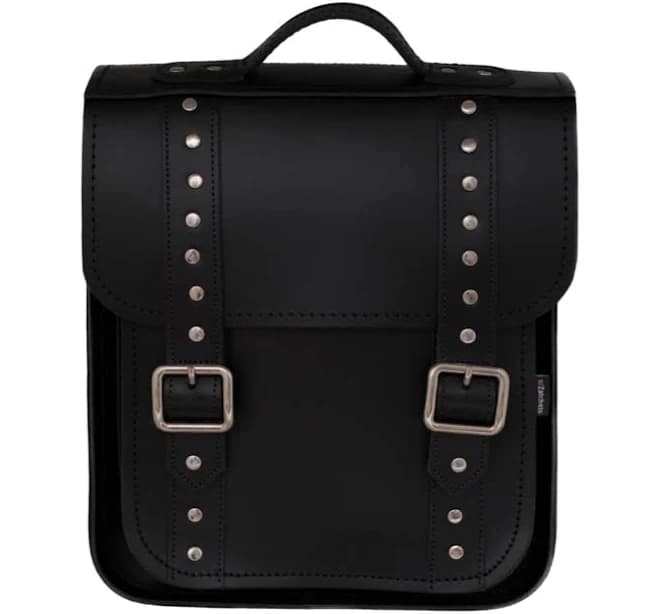 Handmade Leather City Backpack - Black Gothic Studded - Small