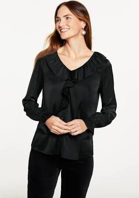 Women's talbots Soft Satin Charmeuse Ruffle Top