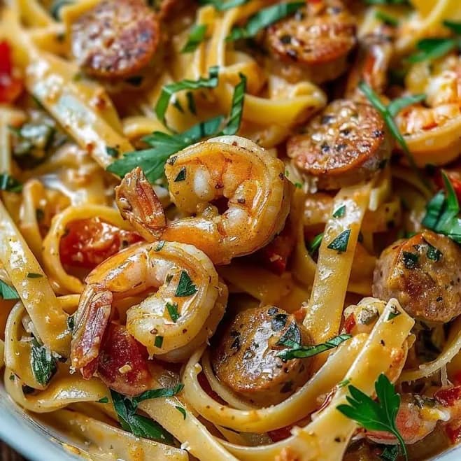 Shrimp and Sausage Pasta - Flavorful & Hearty Downloadable Recipe