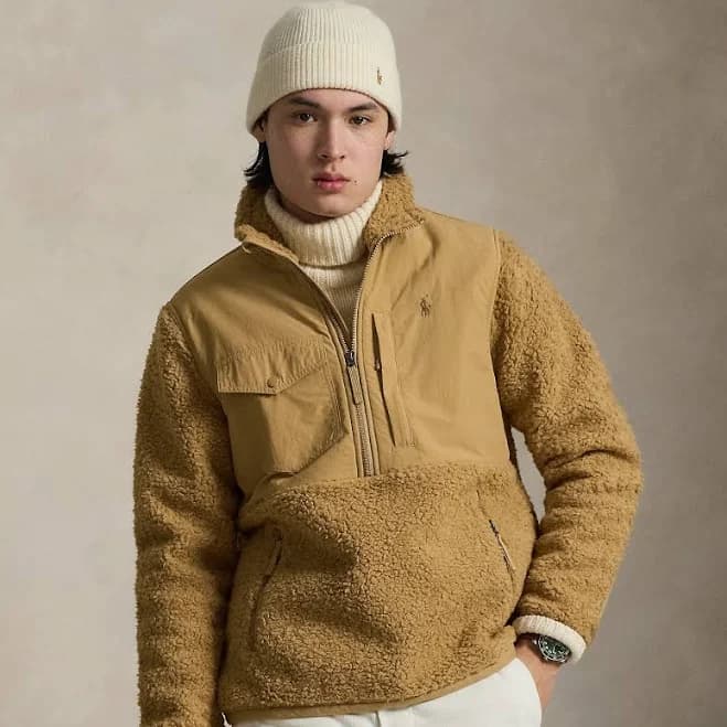 Ralph Lauren Men's Hybrid Half-Zip Pullover - Size S in Classic Camel