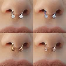 Amazon.com: WEISHA Piercing para la nariz, 1 pieza de anillos de tabique de nariz con diamantes brillantes en forma de U, joyería para cartílago, hélix, aretes de aro para piercing de labio,