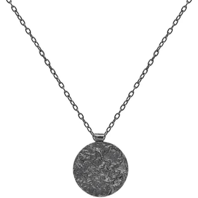 Oxidized Sterling Silver Disc Pendant Necklace