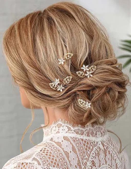 Crystal Leaf Hair Pins