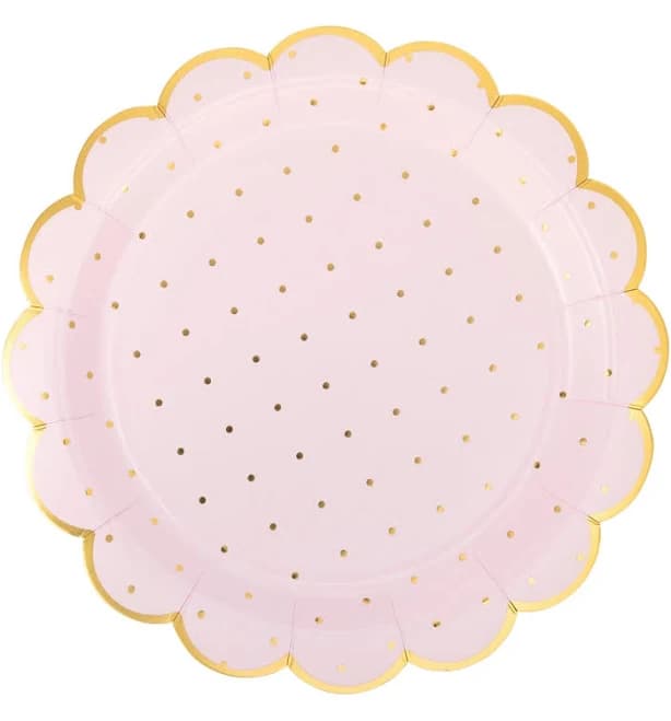 Pink Polka Dot Scalloped Lunch Plate