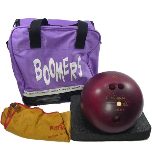 Vtg Columbia 300 White Dot 13 Lbs Red/pink Swirl Bowling Ball Drilled