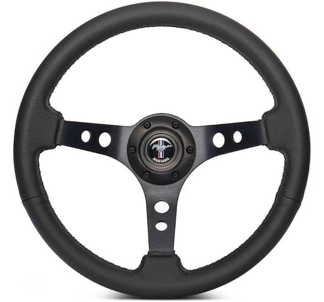 Mustang VSW S6 Sport Steering Wheel Kit with Pony Emblem; Black Center (84-04 Mustang)