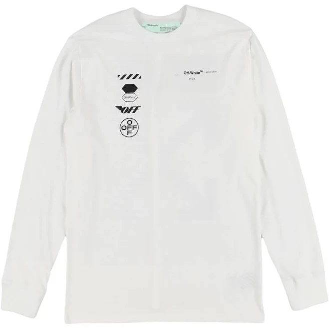 Off-White White Cotton Racing Arrows Logo T-shirt Size L
