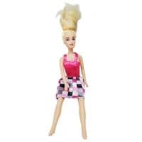 Barbie Doll Pink Top Plaid Checkered Skirt Blonde Hair Toy Collectible