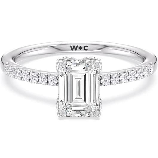 Hidden Halo 1/4 ctw Cut Arc Lab Grown Diamond Engagement Ring 14KT
