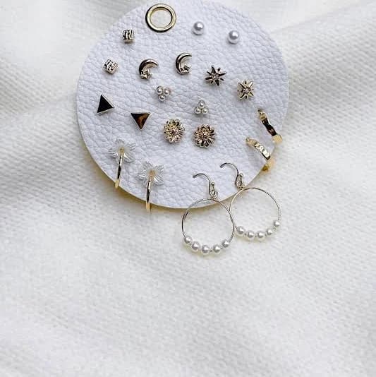Evelyn Pearl Stud & Hoop Earring Set