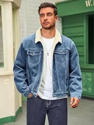 Runcati Men's denim jacket, fleece, denim jacket, vintage, leisure, warm and fluffy winter jacket, with button placket, Black, L : Amazon.com.be: Fashion