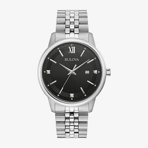 Bulova Men's Diamond Accent Stainless Steel Bracelet Watch