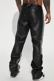 Contrast Panel Faux Leather Flare Pants - Black/combo | Fashion Nova