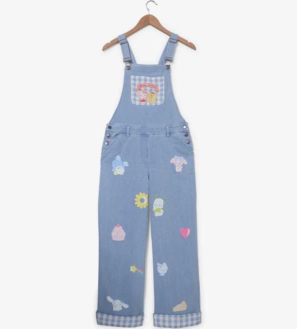 Sanrio Hello Kitty Gingham Denim Overalls