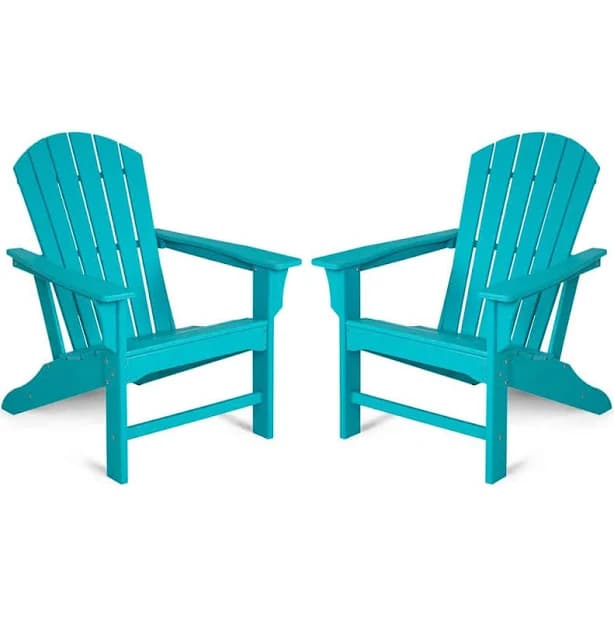 JUSKYS All Weather Blue Plastic Adirondack Chair