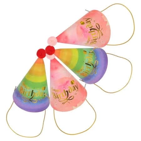 Goohochy 4Pcs Birthday Party Cap Multi Colored Paper Cone Shape For Women And Men